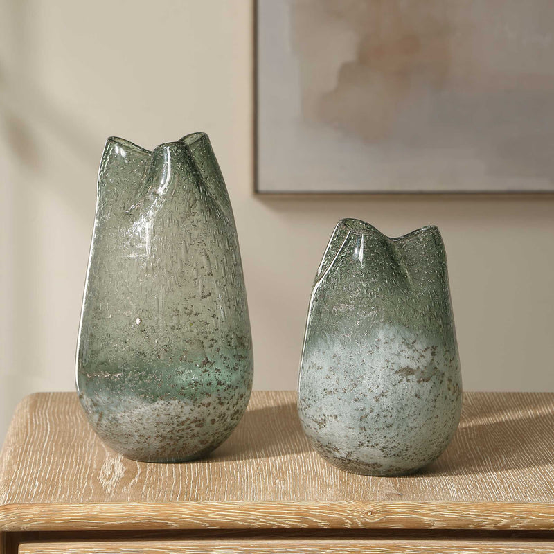 Uttermost 18318 Chianti Seeded Glass Vases Set/2
