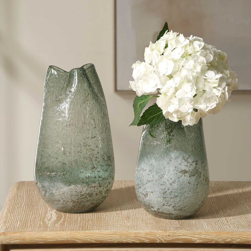 Uttermost 18318 Chianti Seeded Glass Vases Set/2