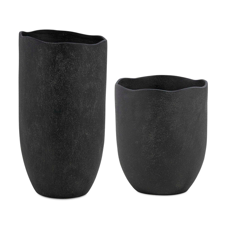 Uttermost 18324 Komorebi Indoor-Outdoor Black Vases Set/2