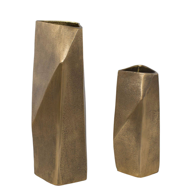 Uttermost 18310 GeoForm Indoor-Outdoor Brass Vases Set/2