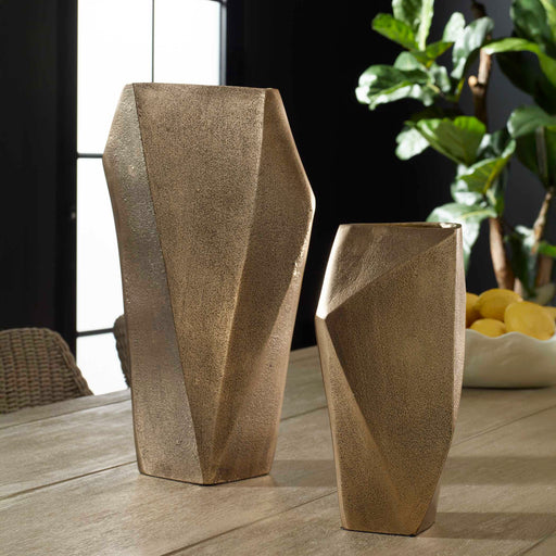 Uttermost 18310 GeoForm Indoor-Outdoor Brass Vases Set/2