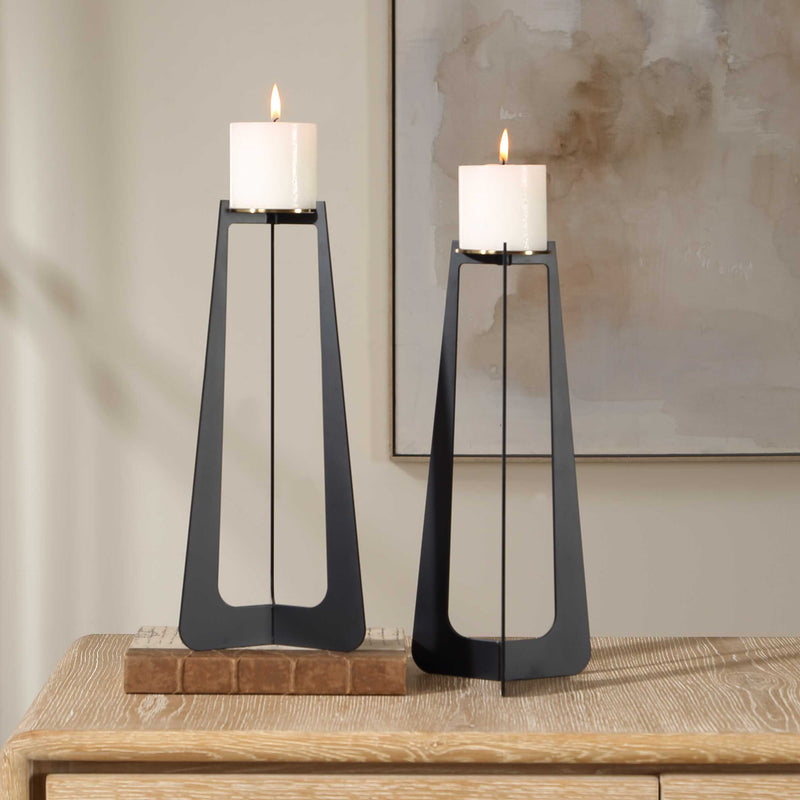 Uttermost 18315 Columnar Black Candleholders Set/2