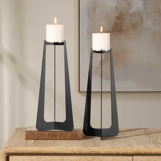 Uttermost 18315 Columnar Black Candleholders Set/2