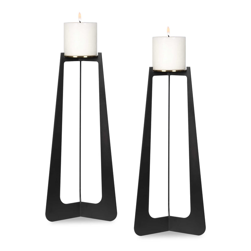 Uttermost 18315 Columnar Black Candleholders Set/2