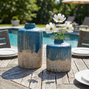 Uttermost Coastal Cascade Indoor-Outdoor Blue Vases Set/2