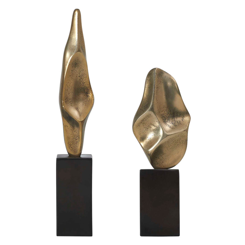 Uttermost Fluid Geometry Gold Sculptures Set/2