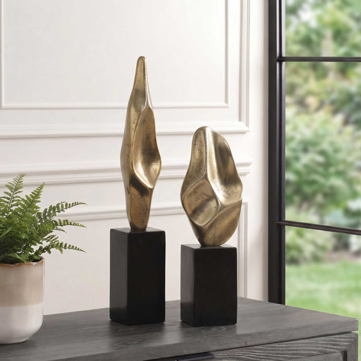 Uttermost Fluid Geometry Gold Sculptures Set/2