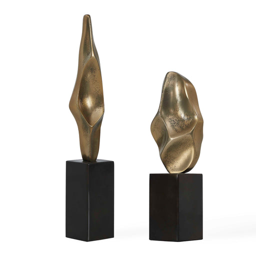 Uttermost Fluid Geometry Gold Sculptures Set/2