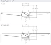 Modern Fan Company Ambit Flush DC 56″ Matte White Ceiling Fan with Remote - ALCOVE LIGHTING