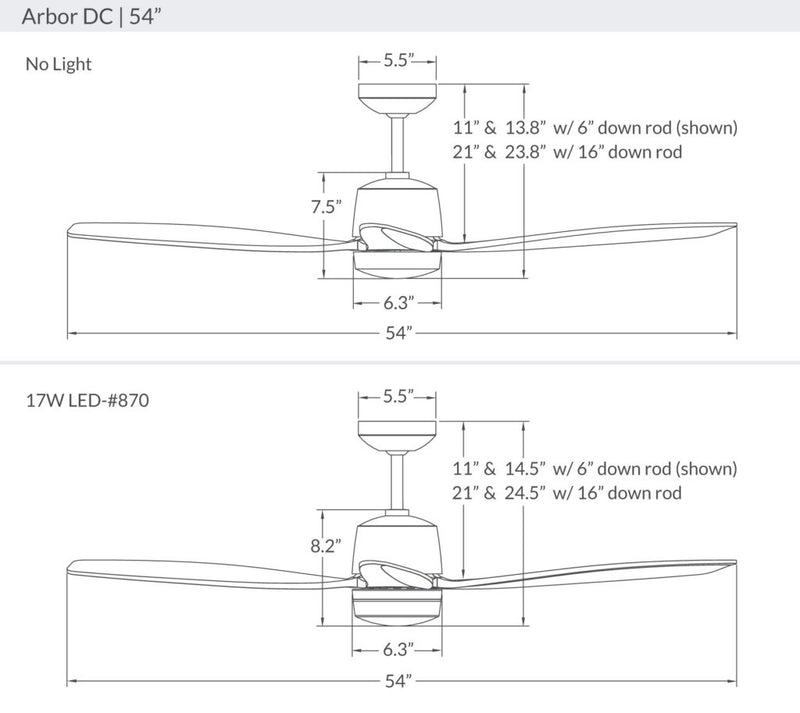 Modern Fan Company Arbor DC LED 54" Dark Bronze Ceiling Fan with Ebony Blades and Remote