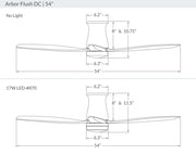 Modern Fan Company Arbor Flush DC 54" Gloss White Ceiling Fan with Whitewash Blades and Remote - ALCOVE LIGHTING