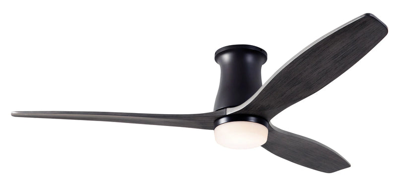 Modern Fan Company Arbor Flush DC LED 54-inch dark bronze hugger ceiling fan with ebony blades and remote control