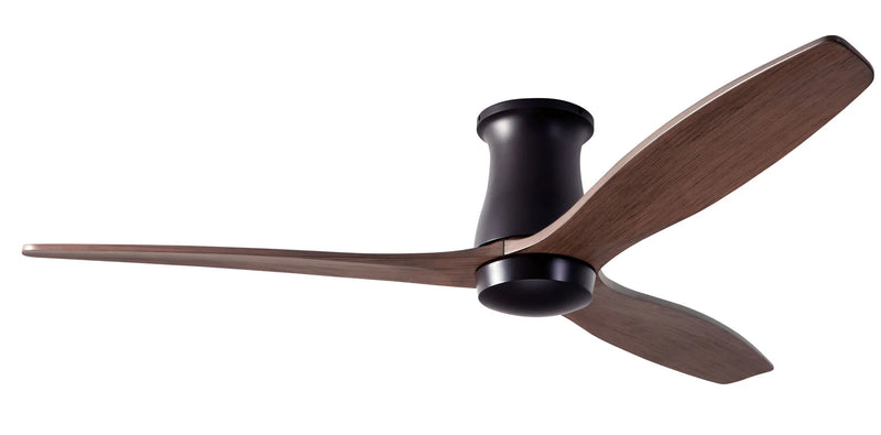 Modern Fan Company Arbor Flush DC 54-inch dark bronze hugger ceiling fan with mahogany blades and remote control