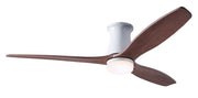 Modern Fan Company Arbor Flush DC LED 54-inch gloss white hugger ceiling fan with mahogany blades and remote control