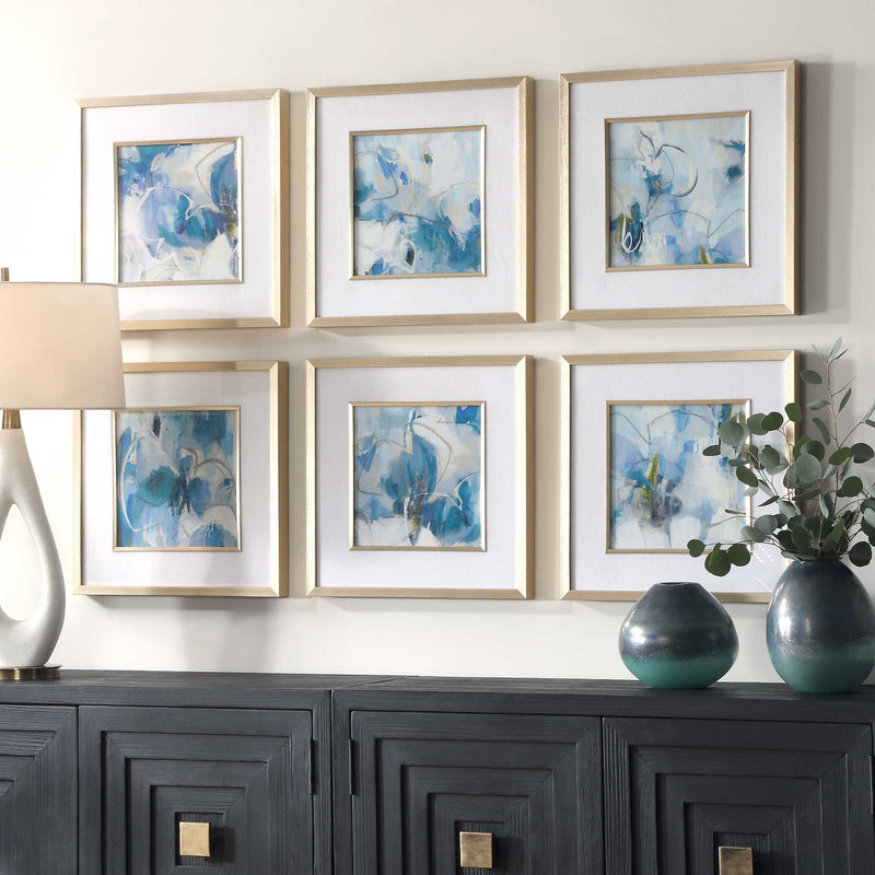 Uttermost 32354 Fresh Start Blue Abstract Prints Set/6