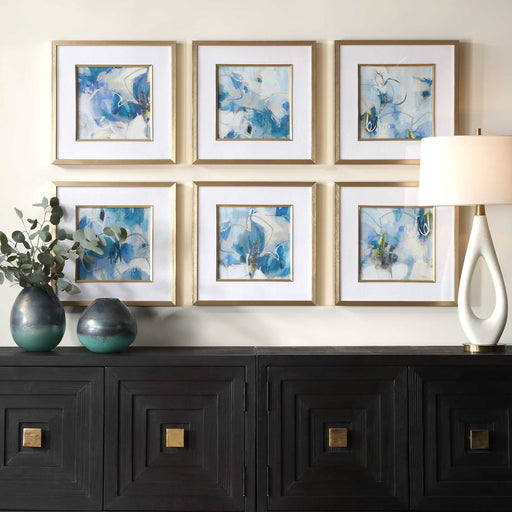 Uttermost 32354 Fresh Start Blue Abstract Prints Set/6