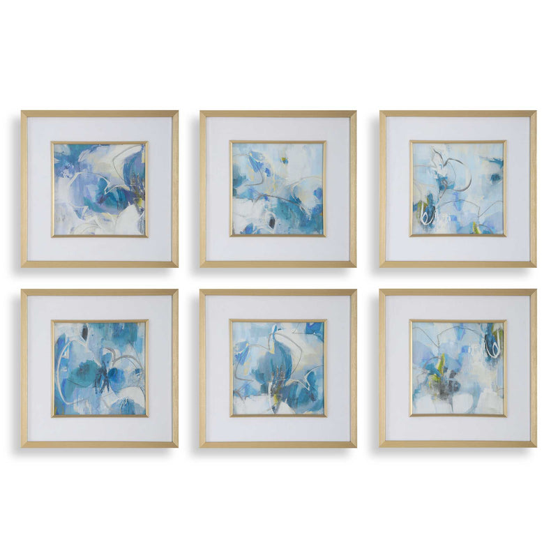Uttermost 32354 Fresh Start Blue Abstract Prints Set/6