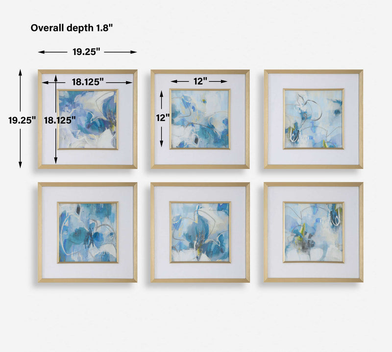Uttermost 32354 Fresh Start Blue Abstract Prints Set/6