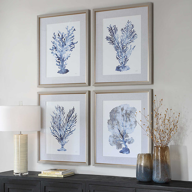 Uttermost 32428 Shibori Coral Framed Prints Set/4