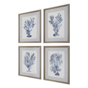 Uttermost 32428 Shibori Coral Framed Prints Set/4