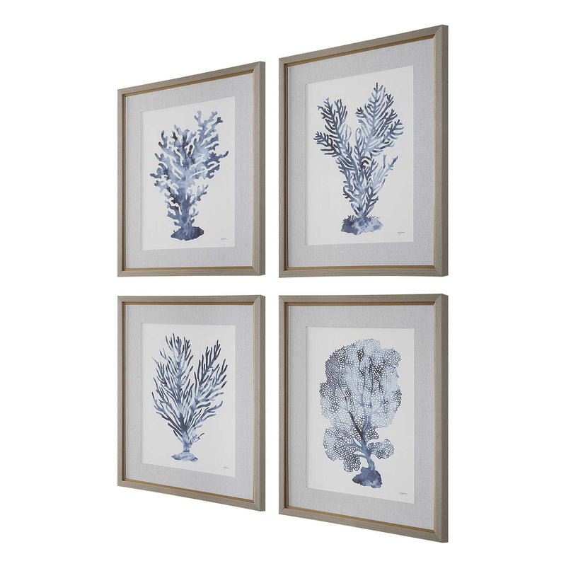Uttermost 32428 Shibori Coral Framed Prints Set/4