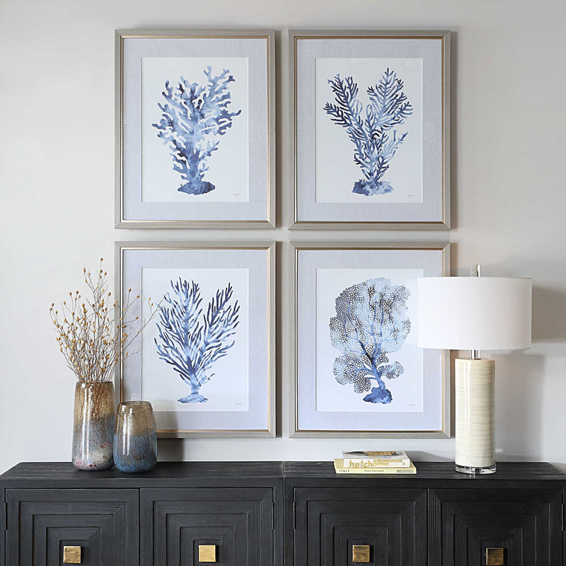 Uttermost 32428 Shibori Coral Framed Prints Set/4