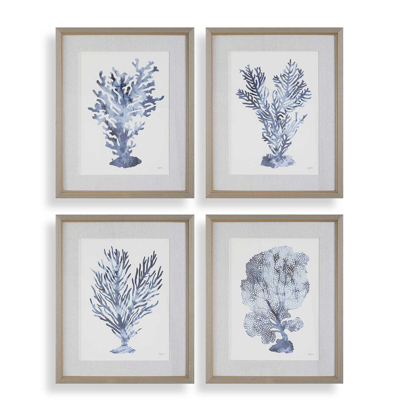 Uttermost 32428 Shibori Coral Framed Prints Set/4