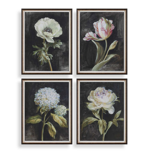 Uttermost 32426 Florals On Black Framed Prints Set/4
