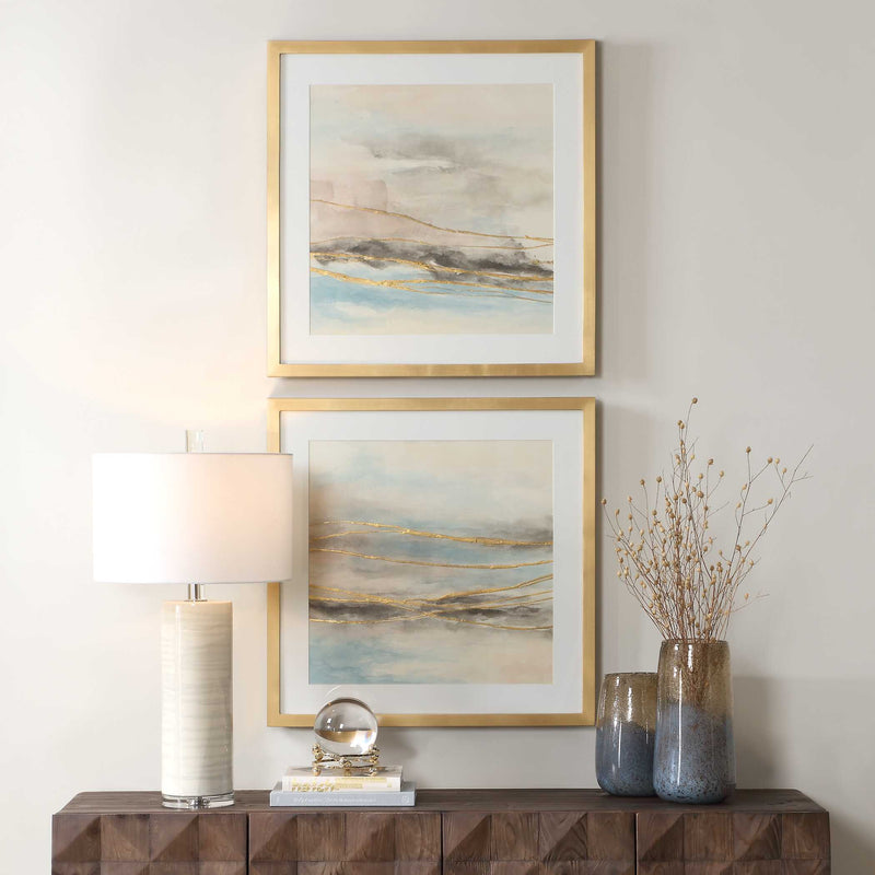 Uttermost 32461 So Golden Abstract Landscape Prints Set/2