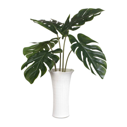 Uttermost 60258 Muse Monstera White Vase Centerpiece