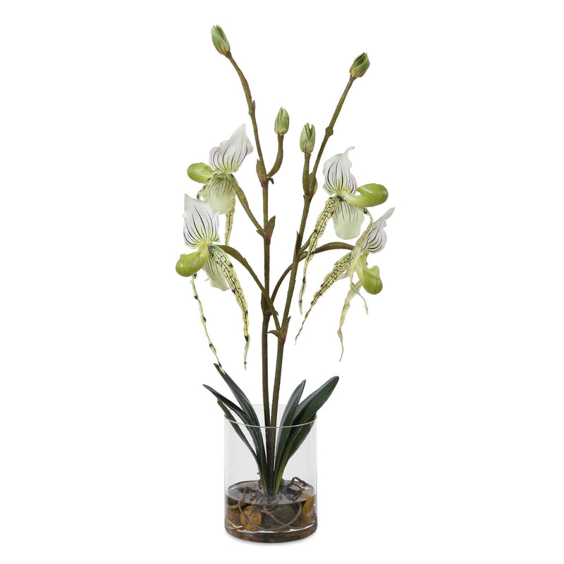 Uttermost Lady Slipper Orchid In Glass Vase
