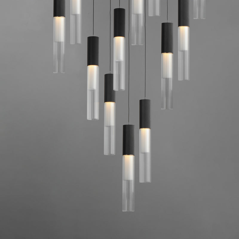 ET2 E11019-144BK Reeds 12 Light LED Pendant | Black