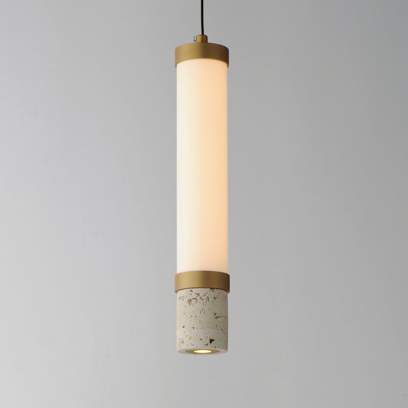 ET2 E11051-01TVGLD Travertine 1 Light LED Pendant | Travertine / Gold