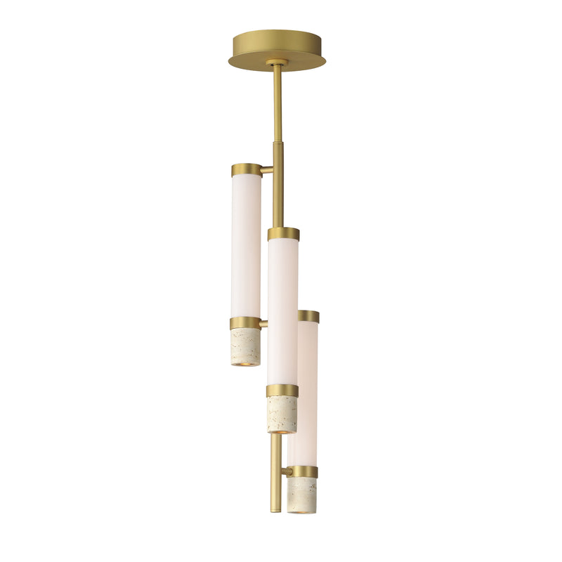 ET2 E11053-01TVGLD Travertine 3 Light LED Pendant | Travertine / Gold