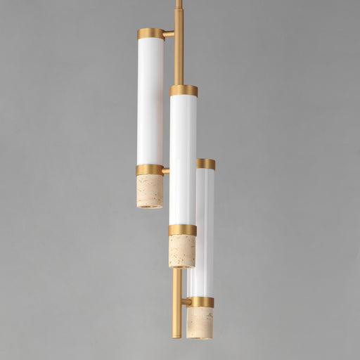 ET2 E11053-01TVGLD Travertine 3 Light LED Pendant | Travertine / Gold