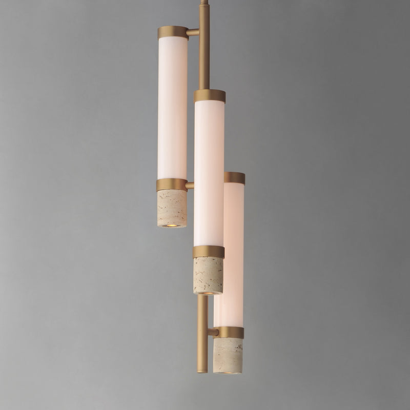 ET2 E11053-01TVGLD Travertine 3 Light LED Pendant | Travertine / Gold
