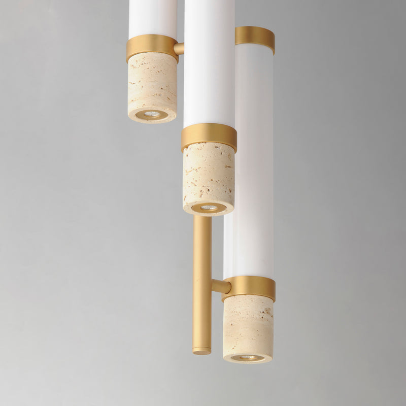 ET2 E11053-01TVGLD Travertine 3 Light LED Pendant | Travertine / Gold