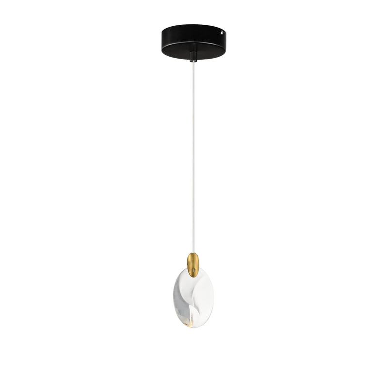 ET2 E11071-122BKPG Pebble 1 Light LED Pendant | Black / Polished Gold
