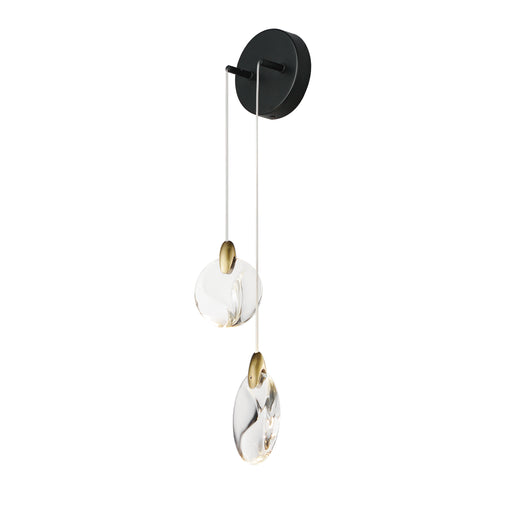 ET2 E11072-122BKPG Pebble 2 Light Wall Sconce | Black / Polished Gold