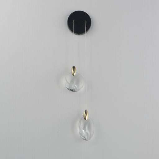 ET2 E11072-122BKPG Pebble 2 Light Wall Sconce | Black / Polished Gold