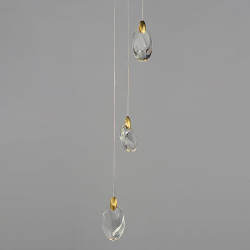 ET2 E11073-122BKPG Pebble 3 Light LED Pendant | Black / Polished Gold