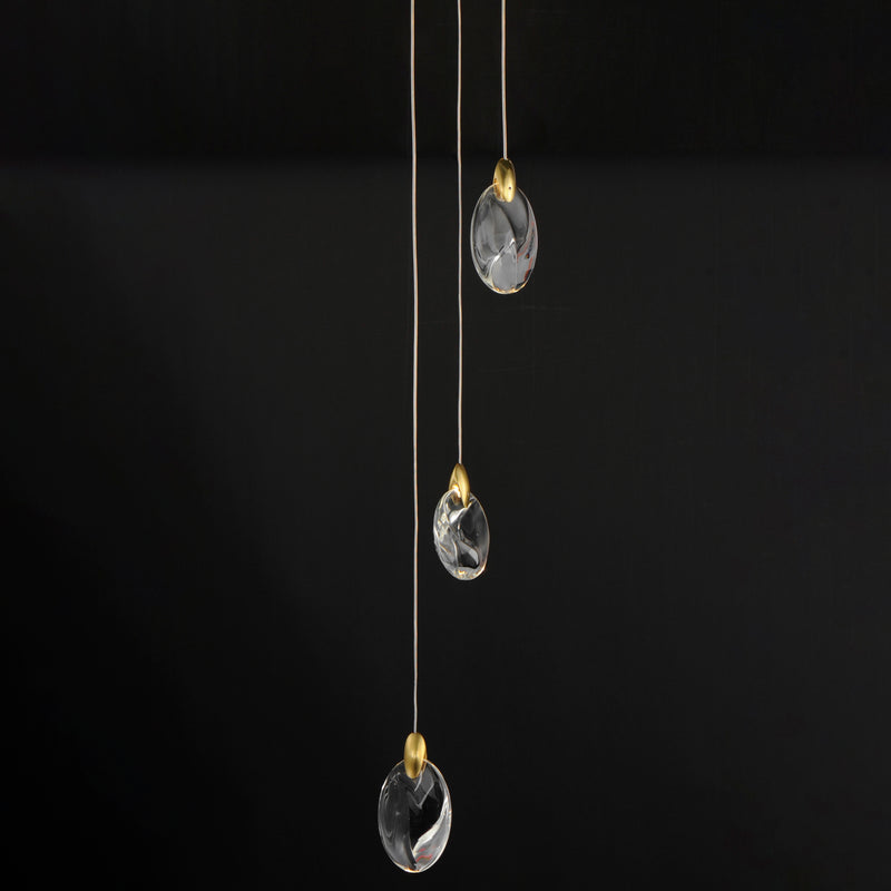 ET2 E11073-122BKPG Pebble 3 Light LED Pendant | Black / Polished Gold