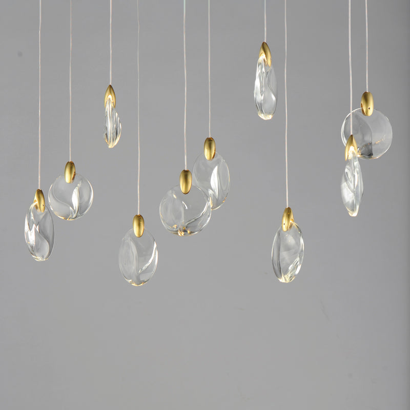 ET2 E11076-122BKPG Pebble 10 Light LED Pendant | Black / Polished Gold