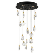 ET2 E11079-122BKPG Pebble 18 Light LED Pendant | Black / Polished Gold