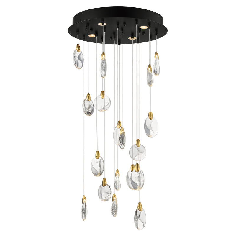 ET2 E11079-122BKPG Pebble 18 Light LED Pendant | Black / Polished Gold