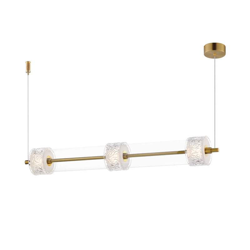ET2 E11083-124NAB Elysian 3 Light LED Linear Pendant | Natural Aged Brass