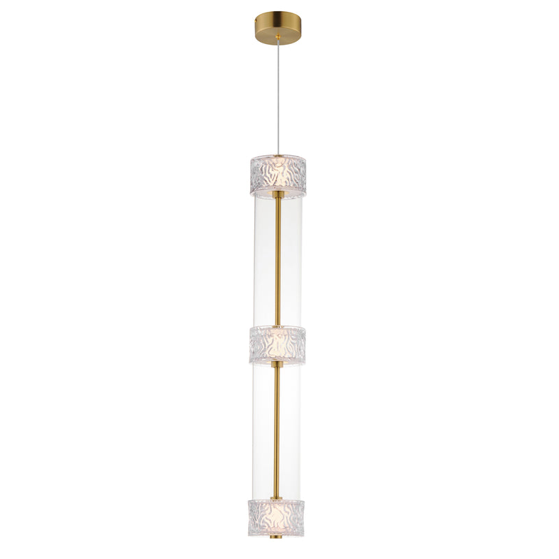ET2 E11083-124NAB Elysian 3 Light LED Linear Pendant | Natural Aged Brass