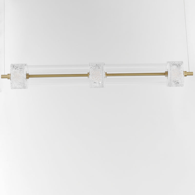 ET2 E11083-124NAB Elysian 3 Light LED Linear Pendant | Natural Aged Brass