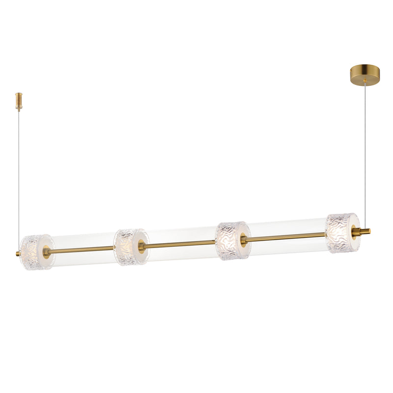ET2 E11084-124NAB Elysian 4 Light LED Linear Pendant | Natural Aged Brass