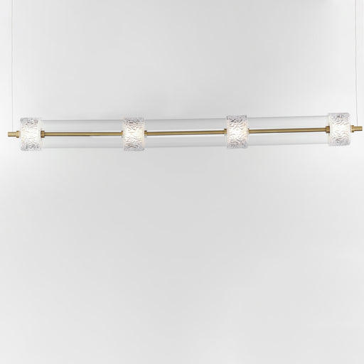 ET2 E11084-124NAB Elysian 4 Light LED Linear Pendant | Natural Aged Brass
